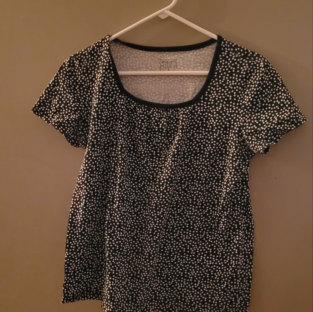 Three Hearts Black and White Polka Dot Women's Top Small